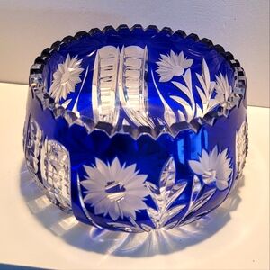 Cobalt Blue Vintage Crystal Bowl